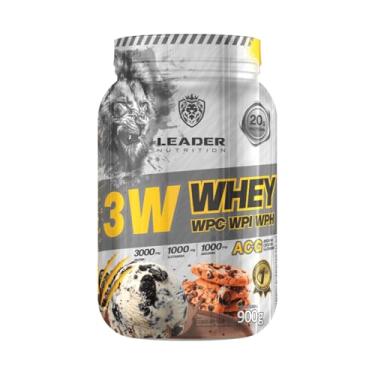 Imagem de Leader Nutrition 3W Whey ACG, Suplemento Proteico com WPC, WPI, WPH, Arginina, Creatina e Glutamina, 20g Proteína por Porção, 900g, 4 Sabores (900g, Cookies)