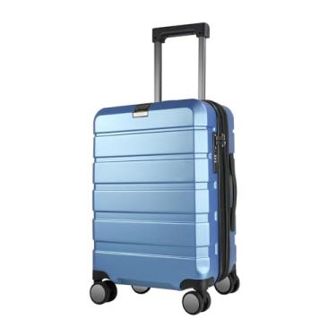 Imagem de Mala de Mão 20" Rígida Azul light, Porta USB, Trava TSA, 4 Rodas Giratórias Silenciosas, Estrutura Rígida 100% PC, Compartimentos Internos Organizadores Ideal para Viagens