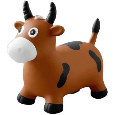 Imagem de Cavalinho Marrom Inflável Upa Upa com Som Infantil Brinquedo de Pular 