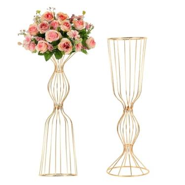 Imagem de Suporte de mesa de centro de casamento - 2 peças de 60 cm de altura, suporte de flores, arranjos artificiais, vasos de casamento, aniversário, eventos, decoração de casa