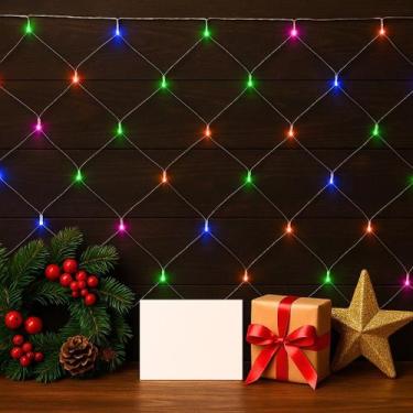 Imagem de Rede Pisca 180 Leds Fio Branco Decoracao Enfeite 3x2m 220v - DL Festas