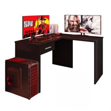 Imagem de Mesa Gamer Em L De Canto P/ Computador DRX 9000 + Extensor - Móveis Le