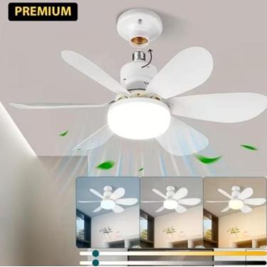 Imagem de Ventilador De Teto Com LED Controle Remoto 6 Pás Silencioso Moderno Bi