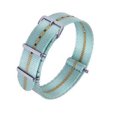 Imagem de JWNSPA Pulseira de relógio de reposição de nylon balístico – 20 mm 22 mm Uma peça pulseira de relógio com fivela polida para homens e mulheres (22 mm, linha cáqui azul-claro)