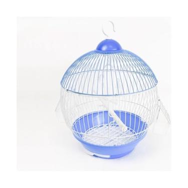 Imagem de Gaiola de pássaro papagaio gaiola de pássaro pequena villa telhado de metal ornamental ninho de pássaro de criação de ferro (azul)