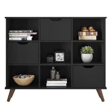 Imagem de Nicho Organizador Retro Preto com 3 Gavetas Pretas - Qmovi