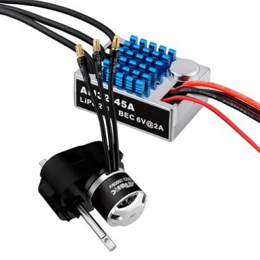 Imagem de NMNRC Transmissão de liga 45A ESC & 2322 2600kv Motor sem escova compatível com 1/12 MN82 MN99S MN168 MN78 Upgrades parte preta