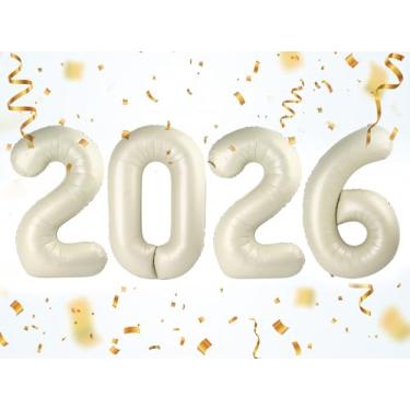 Imagem de Cream White 2026 Number Balloons, 2026 Decorations New Years, 40 Inch Balloon for New Years Eve Decorations & Graduation Decoration Party Supplies, 2 6 20 26 Birthday Parties
