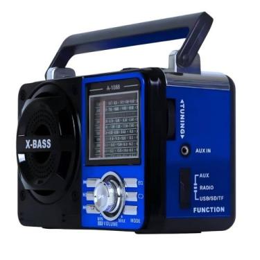 Imagem de Rádio Portátil Bluetooth Multibanda X-BASS USB SD TF 9 Faixas FM AM SW