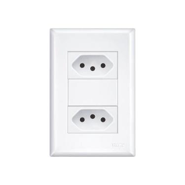 Imagem de Tomada Dupla Fame Evidence 2P+T 10A com Placa 4x2, Branco
