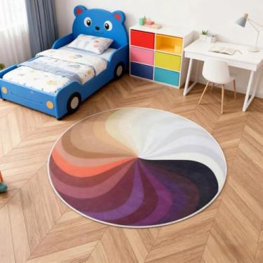 Imagem de Lacomfy Tapetes arco-íris, tapete redondo roxo de 3,2 m, lavável para sala de jantar, quarto, cozinha, dormitório, antiderrapante, tapete infantil, roxo