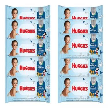 Imagem de Kit 10 Lenço Umedecido Huggies Tripla Proteção 88 Und Cada