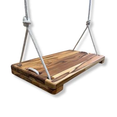 Imagem de Balanço Infantil Suspenso Em Madeira Com Corda Para Quintal E Jardim -