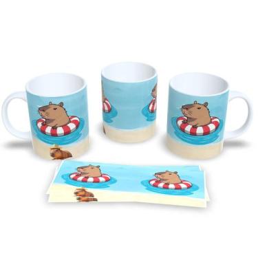 Imagem de  Caneca de Porcelana Capivara Fofa  Presente Criativo e Divertido - Es