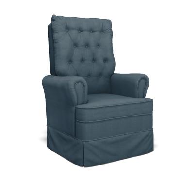 Imagem de Poltrona de Amamentação com Balanço Laura Linho Azul TC195 Base de Madeira - D'Rossi