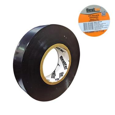 Imagem de Fita Isolante Preta Antichamas 18mmx5m 1un Pvc Preto Lisa - Bestfer