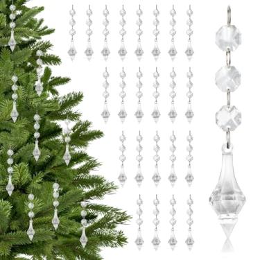Imagem de 30 peças de enfeites de cristal de Natal para decoração de árvore de Natal, enfeites de Natal de acrílico transparente pendurados com pingente de bolas