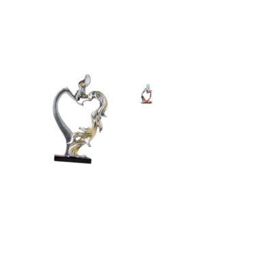 Imagem de Fenteer Estatueta de Casal Romântico Pensador Escultura Abstrata Ornamento de Mesa Colecionável para Quarto Casamento Escritório Loja Estante Armário Decoraçã