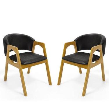 Imagem de Kit Com 2 Cadeiras Agatha Madeira Maciça Estofada Para Mesa De Jantar 