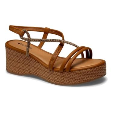 Imagem de Mississipi, SANDÁLIA FEMININA MISSISSIPI MF502 SALTO ANABELA 6CM LEVE Cor:Camel;Tamanho:36