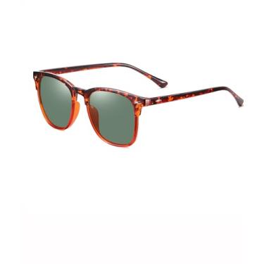 Imagem de Óculos de sol feminino polarizado Wen moderno retrô quadrado para dirigir pesca golfe SY6040, Armação leopardo | Lente matizada esverdeada, Normal