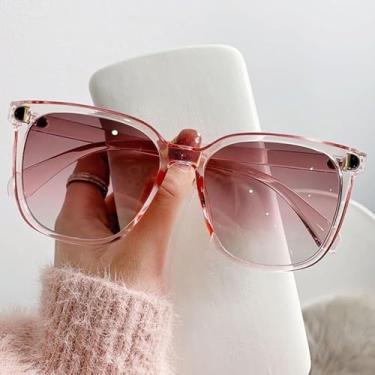 Imagem de Óculos de sol femininos superdimensionados modernos – armação quadrada vintage com lentes gradientes, rosa, Oversized
