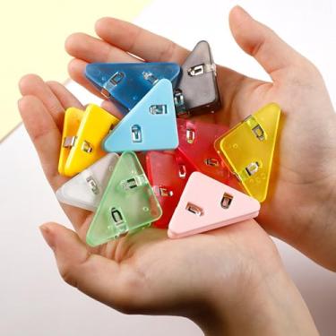 Imagem de Conjunto de clipes de livro triangulares com 10 peças - organizador de pastas de plástico antiondulação (escritório/estudo multiuso)