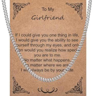 Imagem de Colar de corrente cubana para namorado, namorada, marido, esposa, 8 mm/10 mm, presente romântico com cartão, 22in, Aço inoxidável, Sem Pedra Preciosa