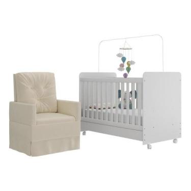 Imagem de Berço Americano 3x1 Colchão Poltrona Mp4089 Branco/bege - MULTIMOVEIS