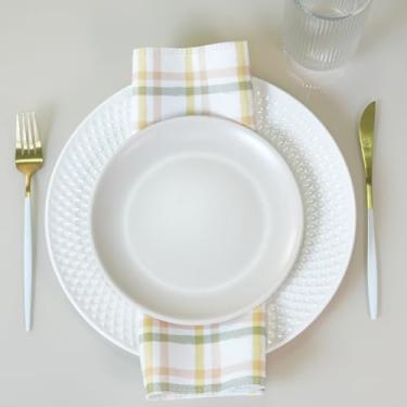 Imagem de Kit 2 Peças Guardanapo de Mesa em Microfibra, Estampa Digital Xadrez, 35x35cm, Decorativo para Piquenique (Branco Estampa 6)