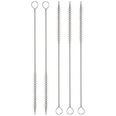 Imagem de HARFINGTON Conjunto de escovas de limpeza de palha, aço inoxidável 304 de comprimento e cerdas de nylon para garrafa de água, tubos de copo de canudo de silicone, branco (6 mm OD, conjunto de 5 peças)