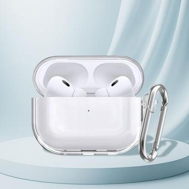 Imagem de Conjunto de 2 capas de TPU para ADS Pro3 – Capa antiamarelamento à prova de choque com mosquetão, proteção total para fones de ouvido, transparente