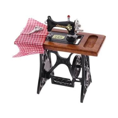 Imagem de Máquina De Costura Miniatura Retrô Para Casa De Bonecas, Ferramentas D