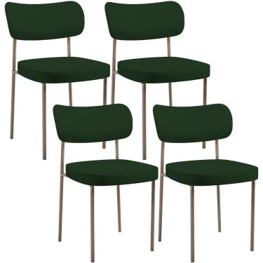 Imagem de Kit 04 Cadeiras Decorativa Estofada Para Sala De Jantar Melina Base Arena L02 Suede Verde Musgo - Lyam Decor