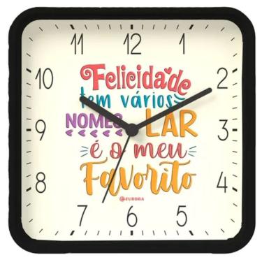 Imagem de Relogio de parede Eurora quadrado texto 6596-141