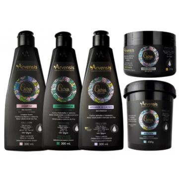 Imagem de Kit Arvensis Cachos Shampoo Condicionador Ativador Máscara Ondulados Geleia Suave