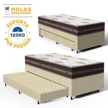 Imagem de Cama Box com Colchao de Molas Ensacadas Solteiro Anjos Classic Pocket 