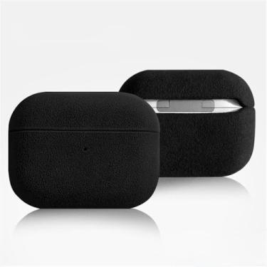 Imagem de Capa de fone de ouvido de couro de microfibra de camurça – Capa completa feita à mão para AirPods (preta, Airpod Pro 3ª geração)