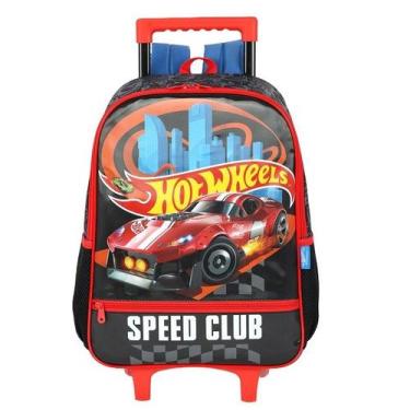Imagem de Mochila Escolar de Rodinhas HOT Wheels Preta Luxcel