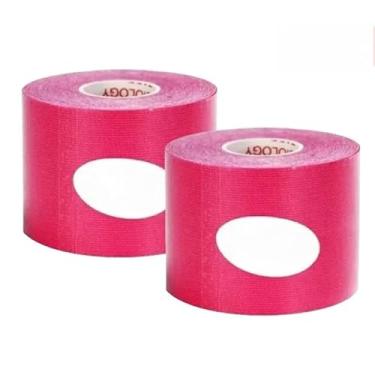 Imagem de Bandagem Elastica, Kit 2 Fita Bandagem Elástica Adesiva 5cm X 5m,Alivia A Dor Tape Fisioterapia(Kit 2 rosa)