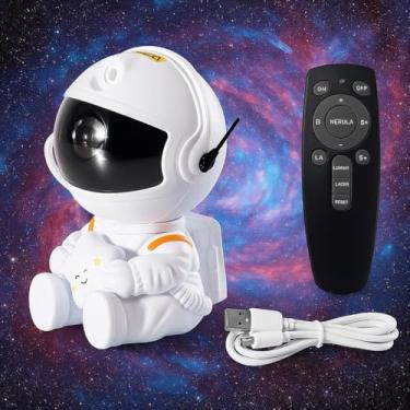 Imagem de Projetor Astronauta Galáxia Infantil Estrelas Teto Luz Noturna LED Luminária Relaxante Aurora Colorida Criativo USB Com Controle Remoto Bivolt 110-220 Volts- GBX01