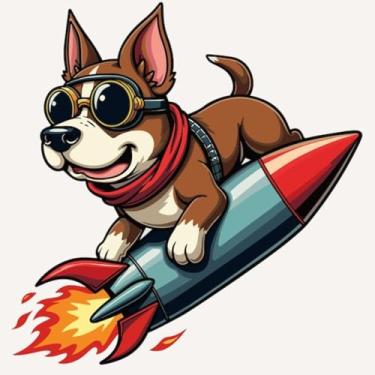 Imagem de Adesivo Decorativo de Animais para Quarto Infantil Cães Gatos Raposas Foguete Cute Kawaii Pintura de Parede 50x50cm