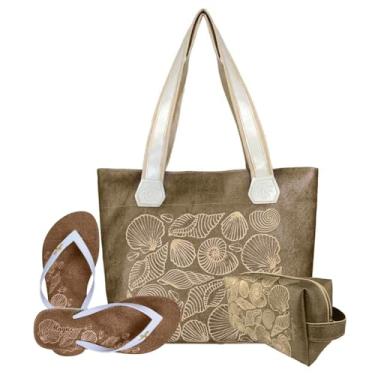Imagem de Kit Feminino Praia Bolsa Chinelo Necessaire Magicc Kit-240 (Multicolorido, 35/36)