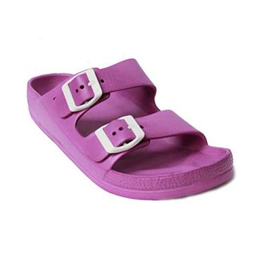 Imagem de H2K Sandálias femininas leves e confortáveis, macias, ajustáveis, com fivela dupla, rasteirinhas, Roxa, 6