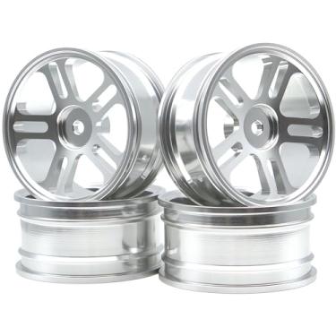 Imagem de 1/10 RC Drift Tires and Aluminum Wheels Rims Rally Racing Tyres 12mm Hex 4PCS (Silver)