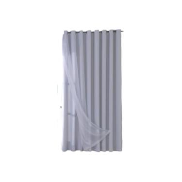 Imagem de Cortina Tecido Blackout com Voil 3,00m x 2,70m Sala Quarto Adulto e Infantil(Branco/Branco Gelo)