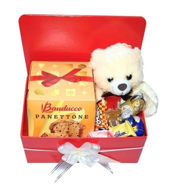 Imagem de Cesta Natal Panetone Bauducco com Urso e Bombons