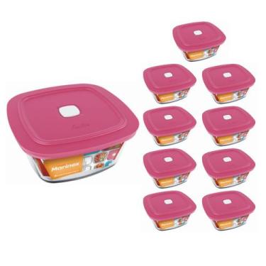 Imagem de Pote Vidro Quadrado Facilita C/ Tampa 500ml Marinex 9Un - NADIR FIGUER