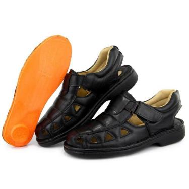 Imagem de Sapatilha Masculina Antistress de Couro Palmilha Conforto Preto - Tera