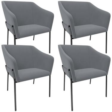 Imagem de Kit 4 Cadeiras Para Sala De Jantar Estar Living Olívia L02 Suede Cinza - Lyam Decor